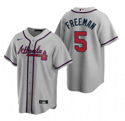 Men's Atlanta Braves #5 Freddie Freeman Gray Cool Base Stitched Jersey Men's Atlanta Braves #5 Freddie Freeman Gray Cool Base Stitched Jersey